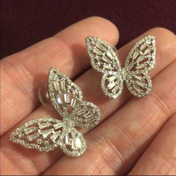 Stunning Diamond Butterfly Statement Earrings - Picture 7 of 8